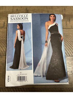 Vogue V1616 Belleville Sassoon One Shoulder Dress Sewing Pattern (Sizes 14-22)